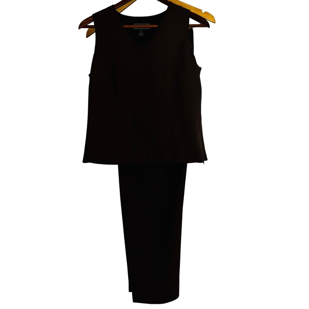 Laura Scott Womens Brown Sleeveless Top & pants Set Size 14 Polyester